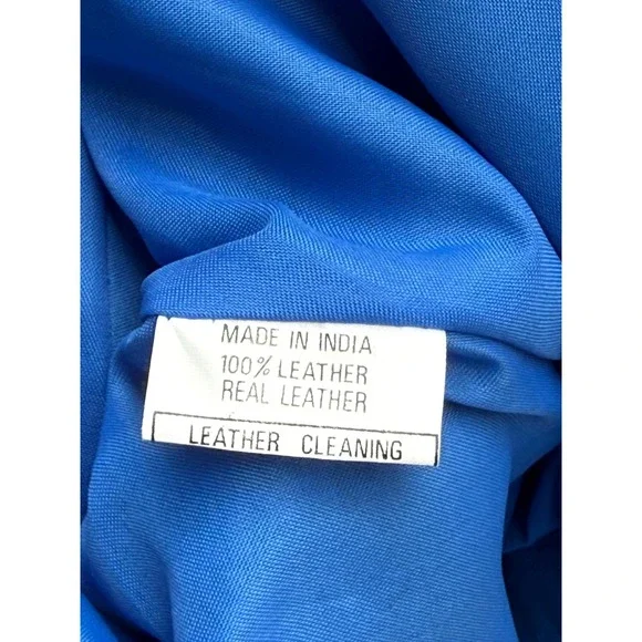 1990 bright blue with sequins and beads leather jacket - Picture 6 of 9